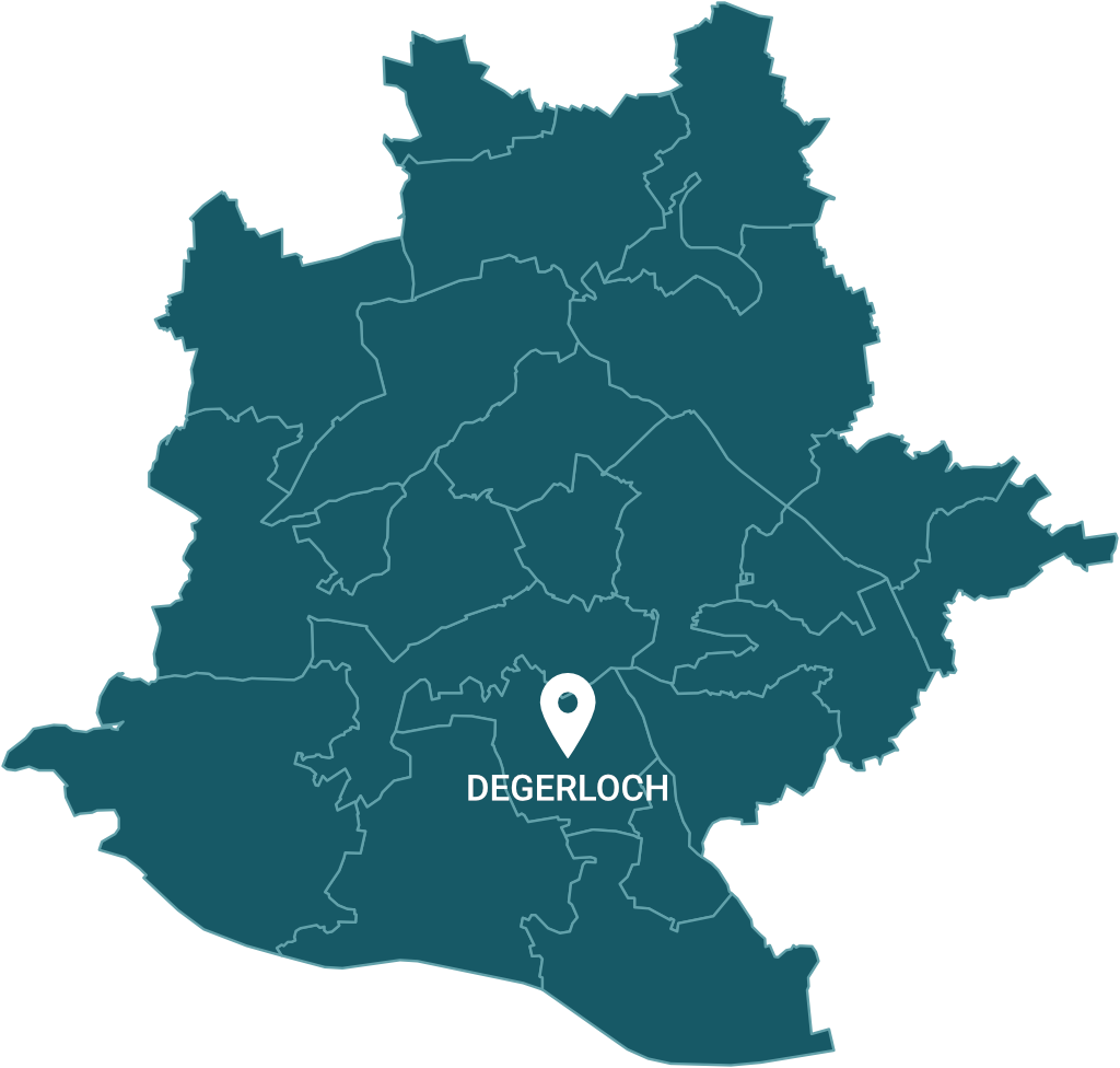 Karte von Stuttgart und dem Stadtteil Degerloch