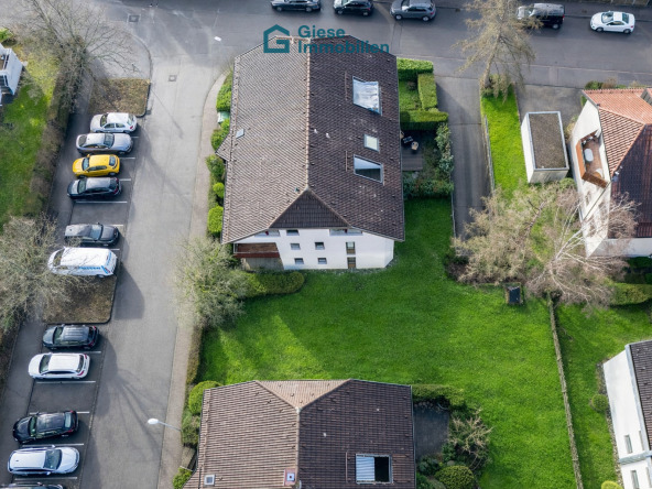 Haus von oben (KI-generierte Fr&uuml;hlingswiese)